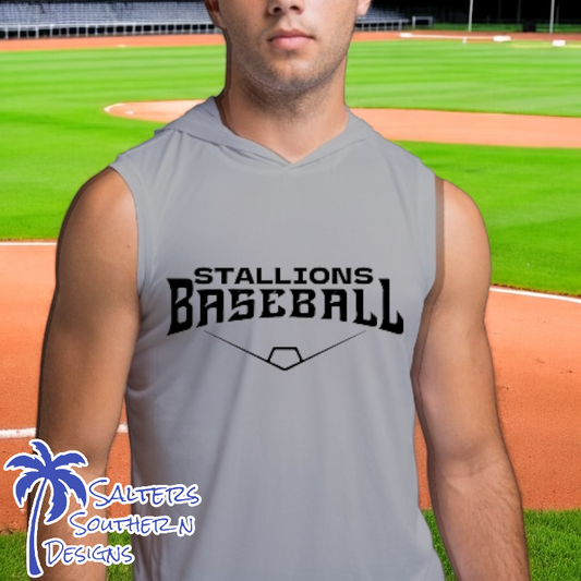 Williamsburg Academy Stallions Baseball Sleeveless Hoodie (Gray)