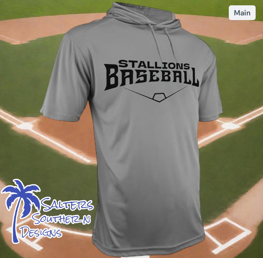 Custom Stallions Baseball Short Sleeve Hoodie