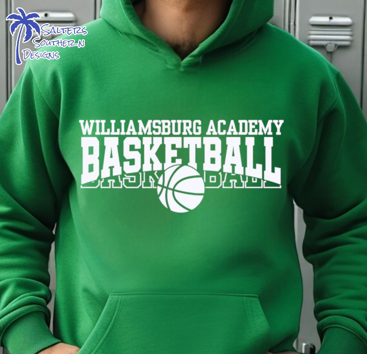 Williamsburg Academy Basketball Hoodie - Gildan Kelly Green