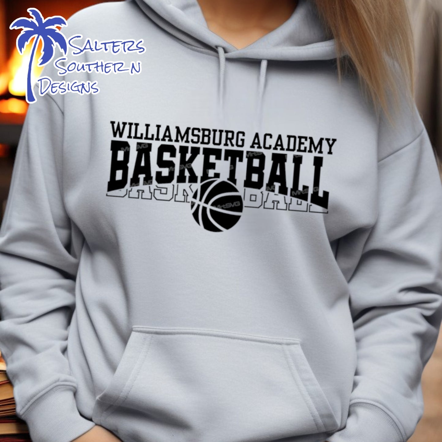 Williamsburg Academy Basketball Hoodie – Light Gray