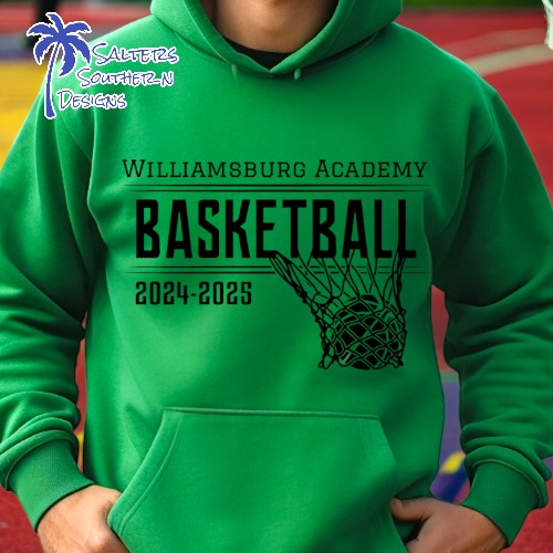 Williamsburg Academy Basketball Hoodie (2024-2025) – Gildan Kelly Green